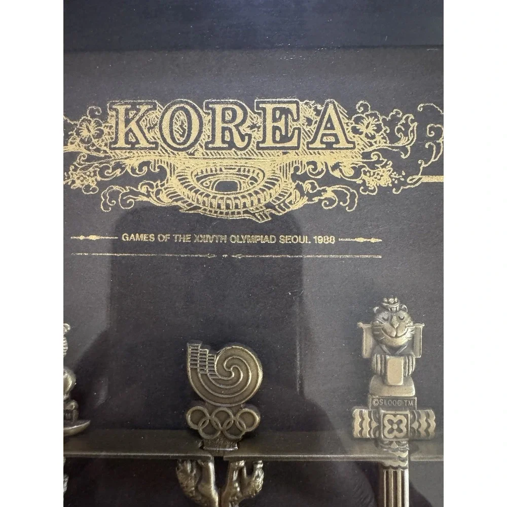 1988 VTG Korea Games XXIVTH Olympiad Seoul Brass Spoon‎ Set Rare Samsung Ed Art